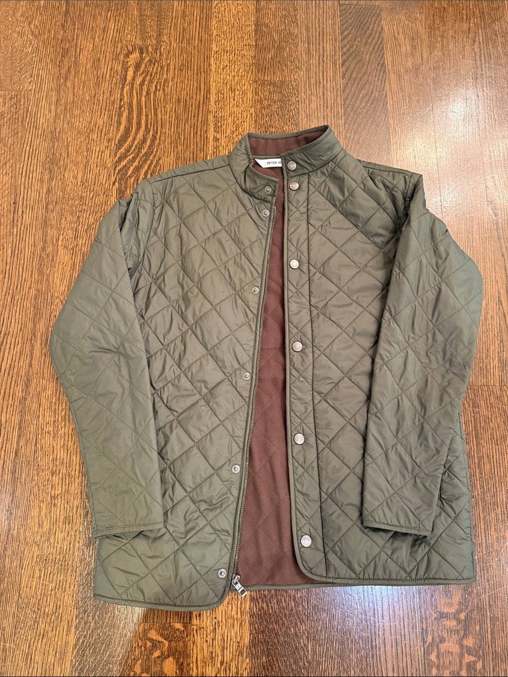 Peter Millar Quilted Olive Green Lightweight Jacket